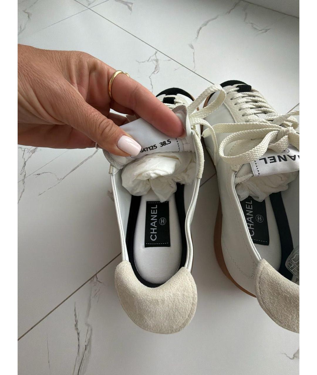 CHANEL Белые кожаные кеды, фото 5