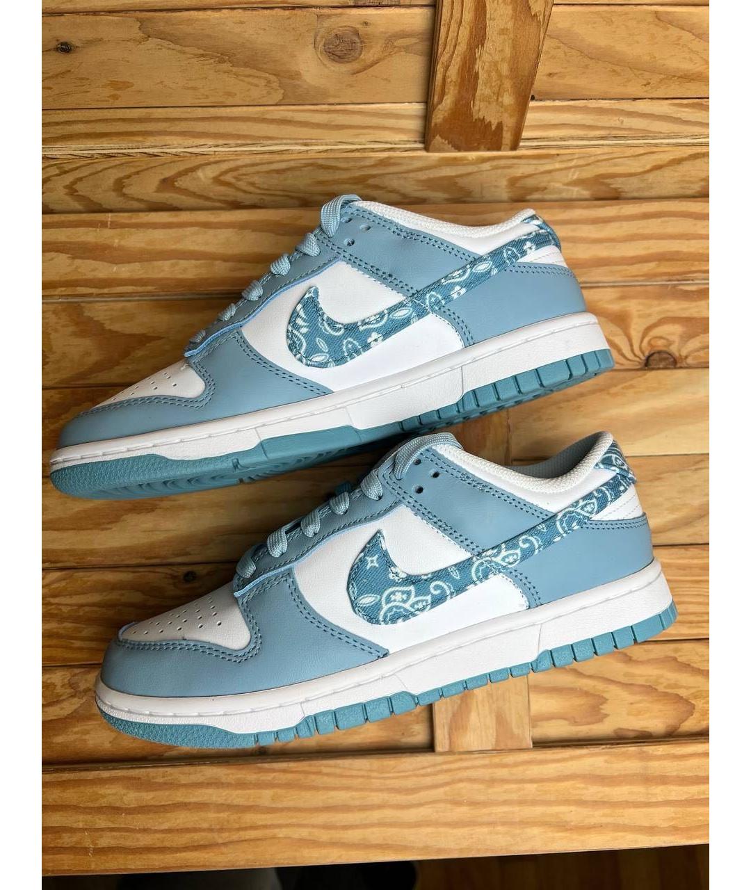 NIKE Голубые кожаные низкие кроссовки / кеды, фото 3