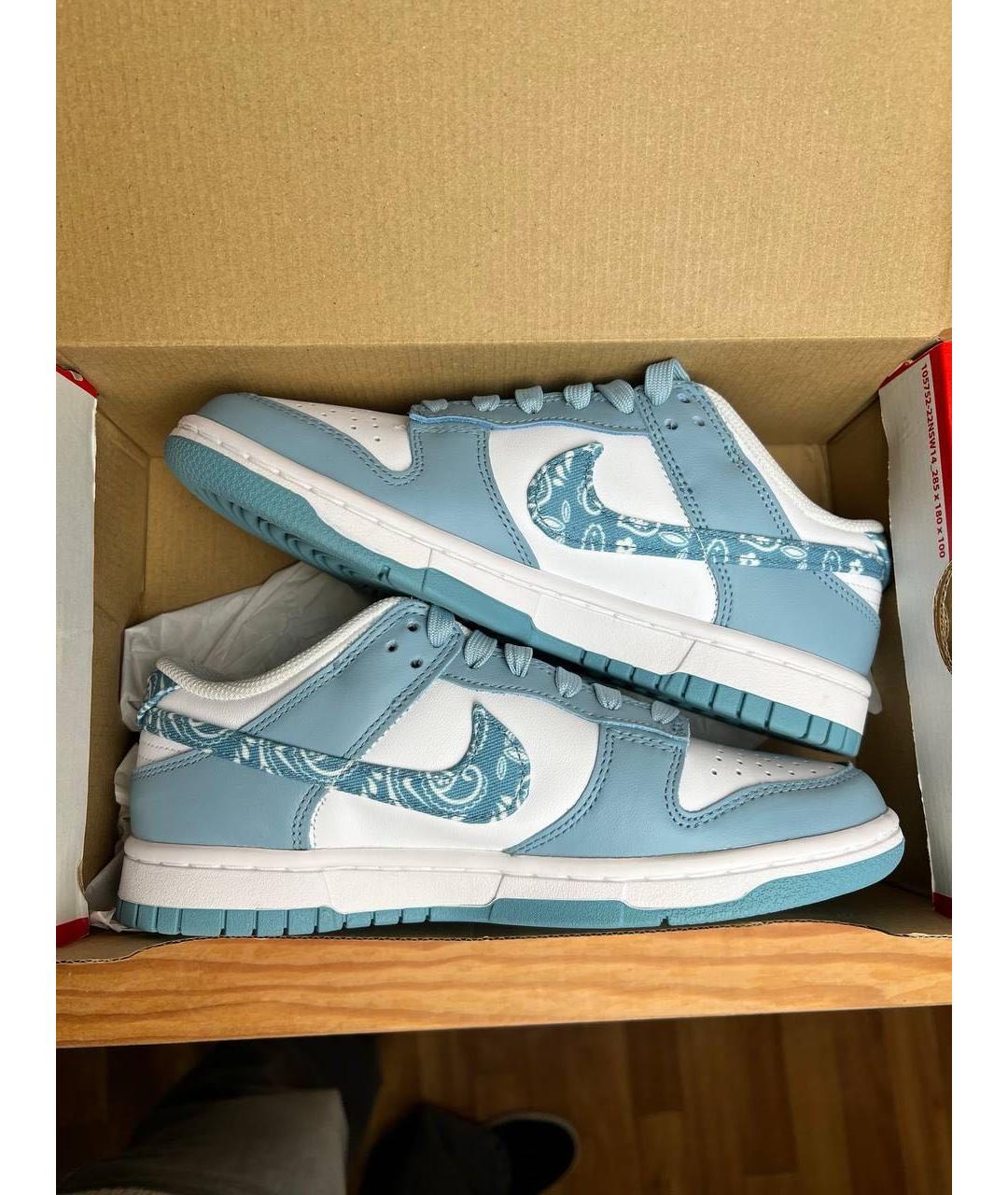 NIKE Голубые кожаные низкие кроссовки / кеды, фото 6