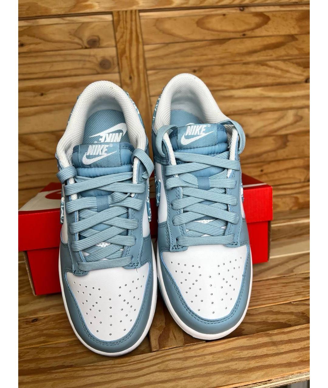 NIKE Голубые кожаные низкие кроссовки / кеды, фото 4