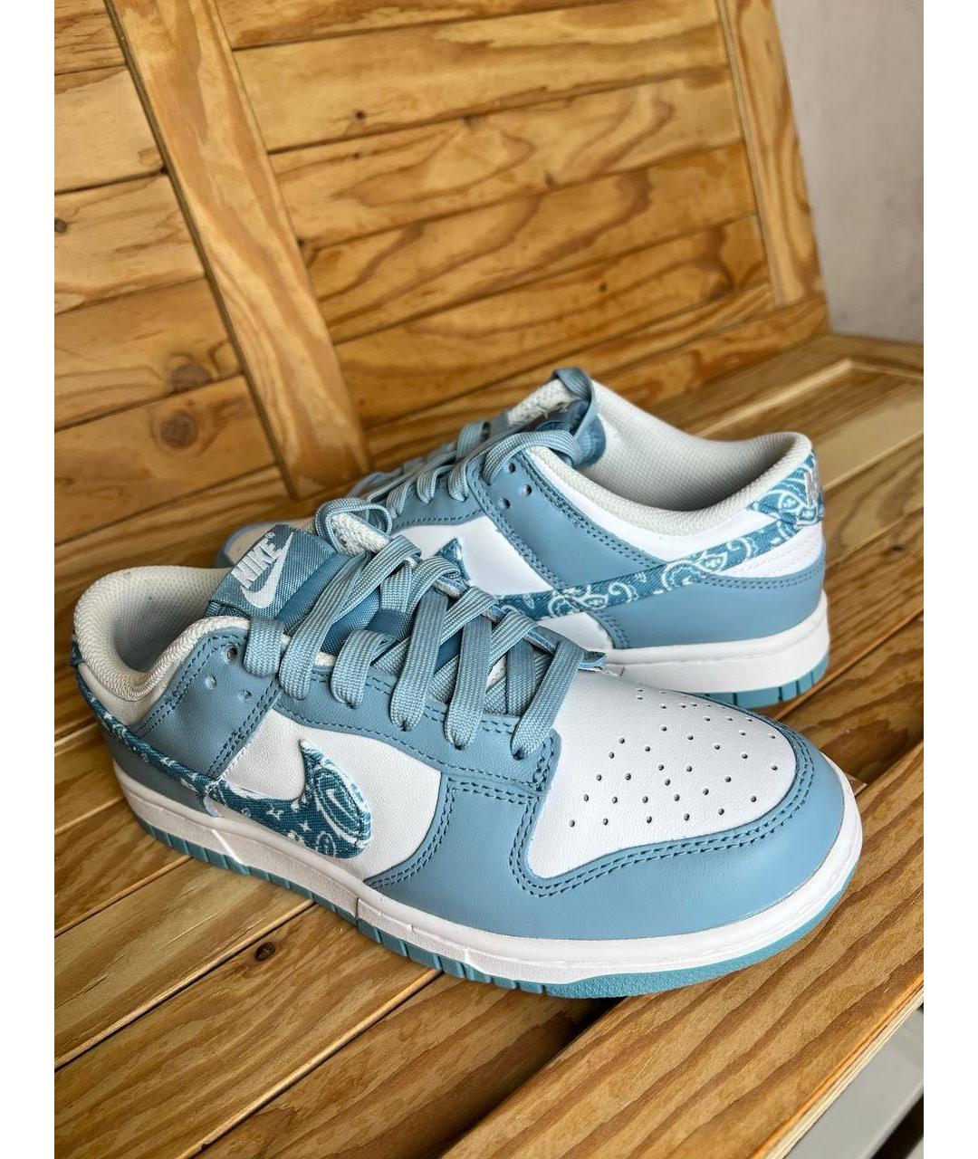 NIKE Голубые кожаные низкие кроссовки / кеды, фото 2