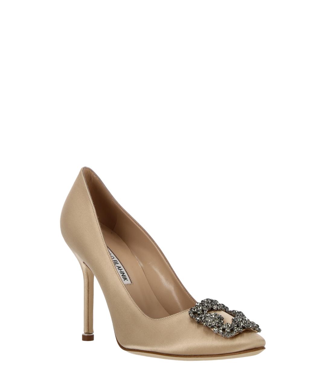 MANOLO BLAHNIK Золотые текстильные туфли, фото 2