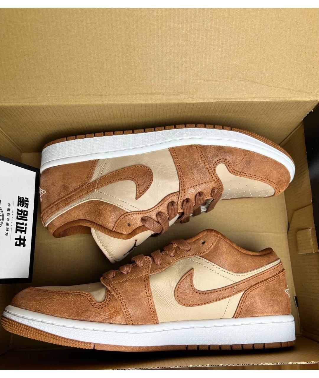 NIKE Коричневые кожаные низкие кроссовки / кеды, фото 7