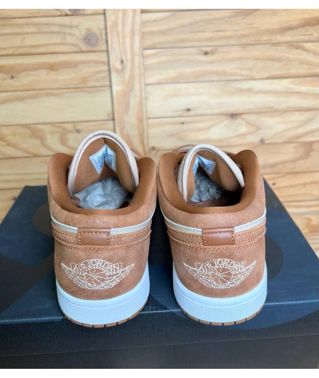 NIKE Коричневые кожаные низкие кроссовки / кеды, фото 6