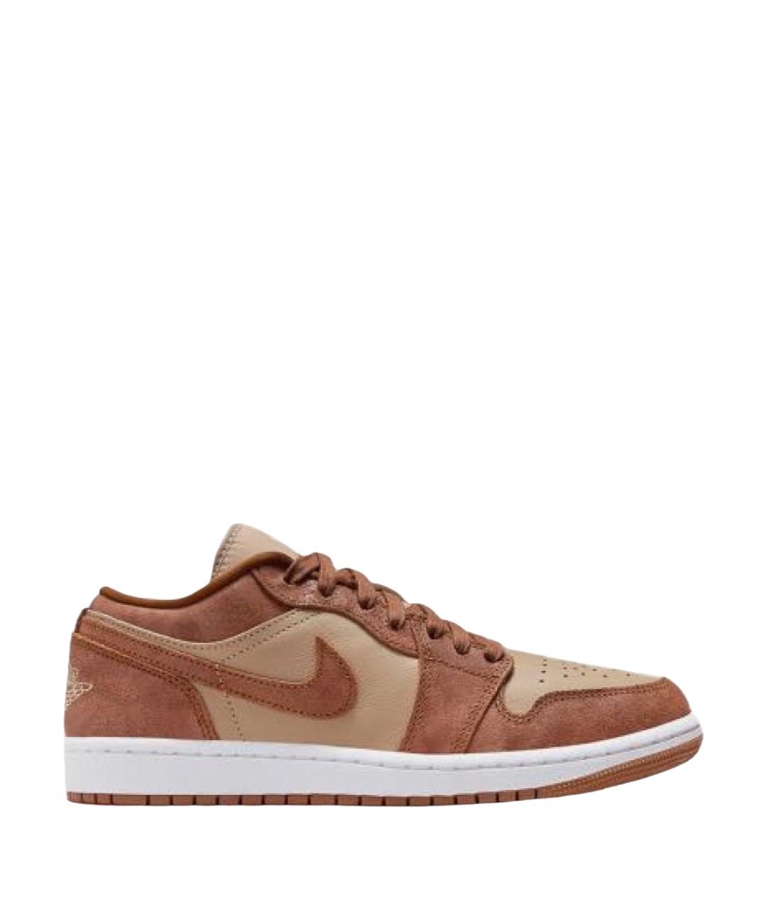 NIKE Коричневые кожаные низкие кроссовки / кеды, фото 1