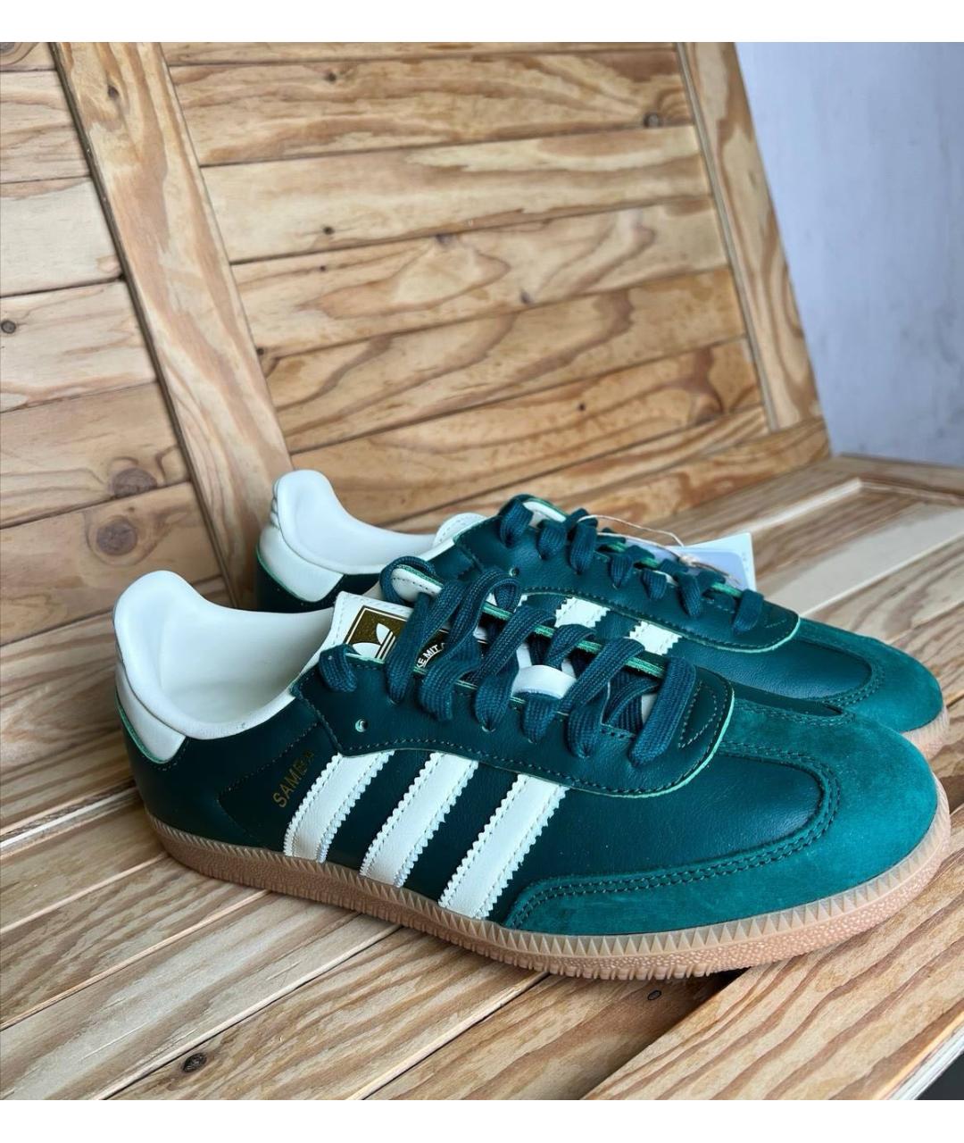 ADIDAS Зеленые кожаные кроссовки, фото 2