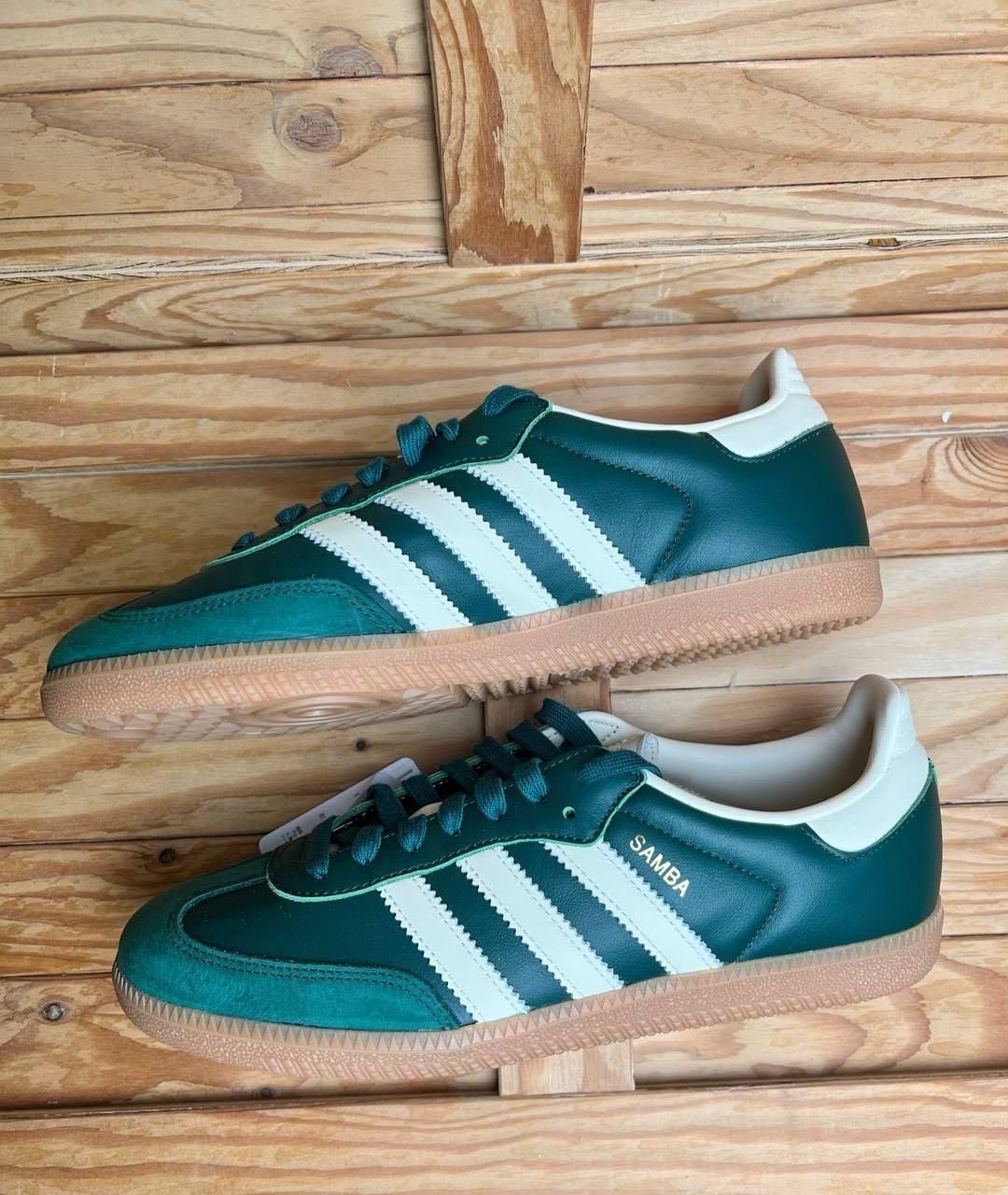 ADIDAS Зеленые кожаные кроссовки, фото 3