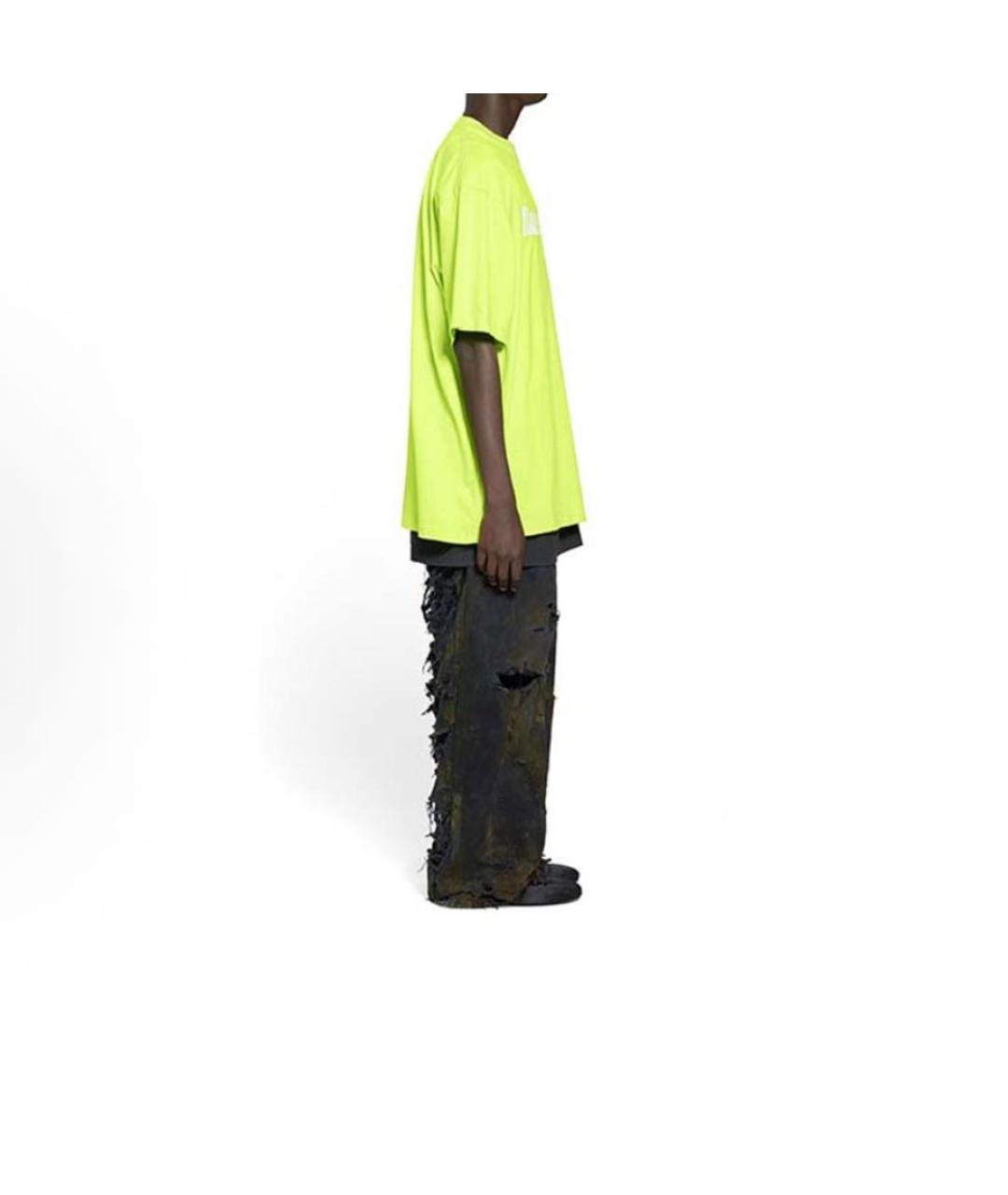 BALENCIAGA Желтая хлопковая футболка, фото 4