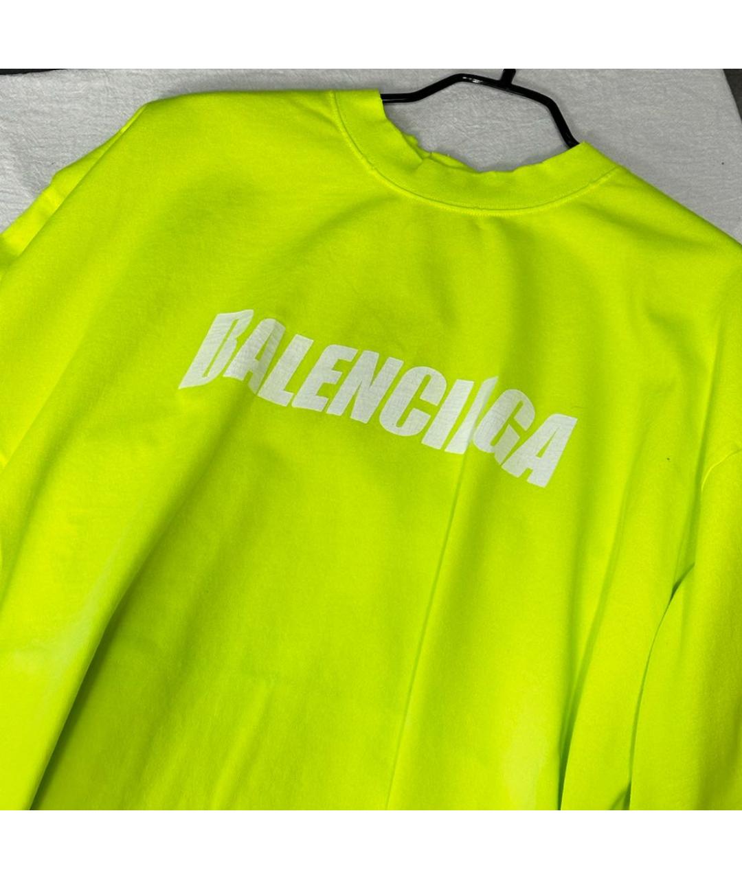 BALENCIAGA Желтая хлопковая футболка, фото 6