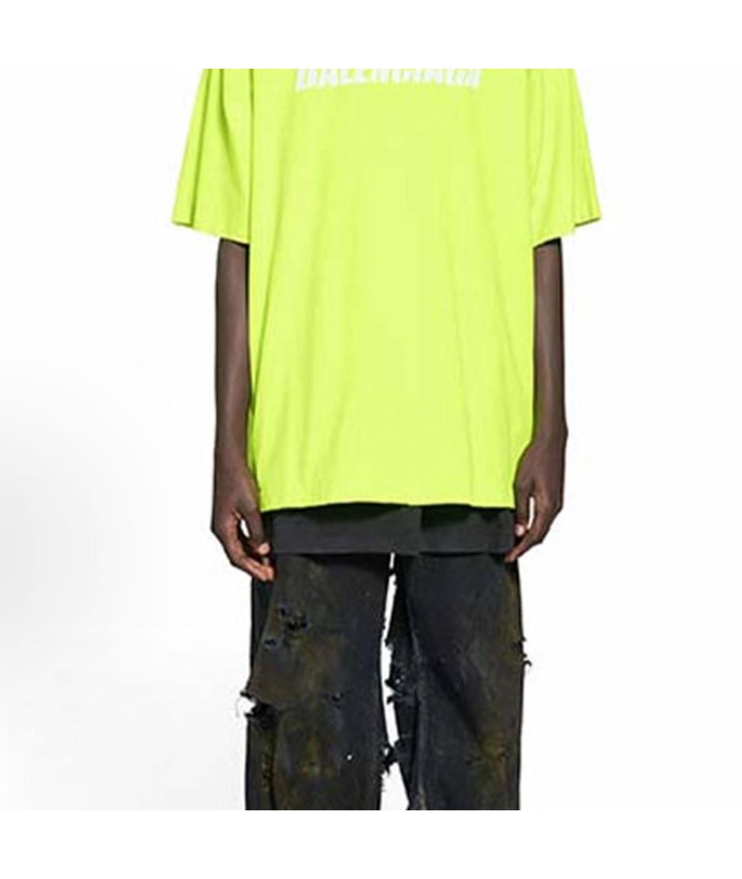 BALENCIAGA Желтая хлопковая футболка, фото 5