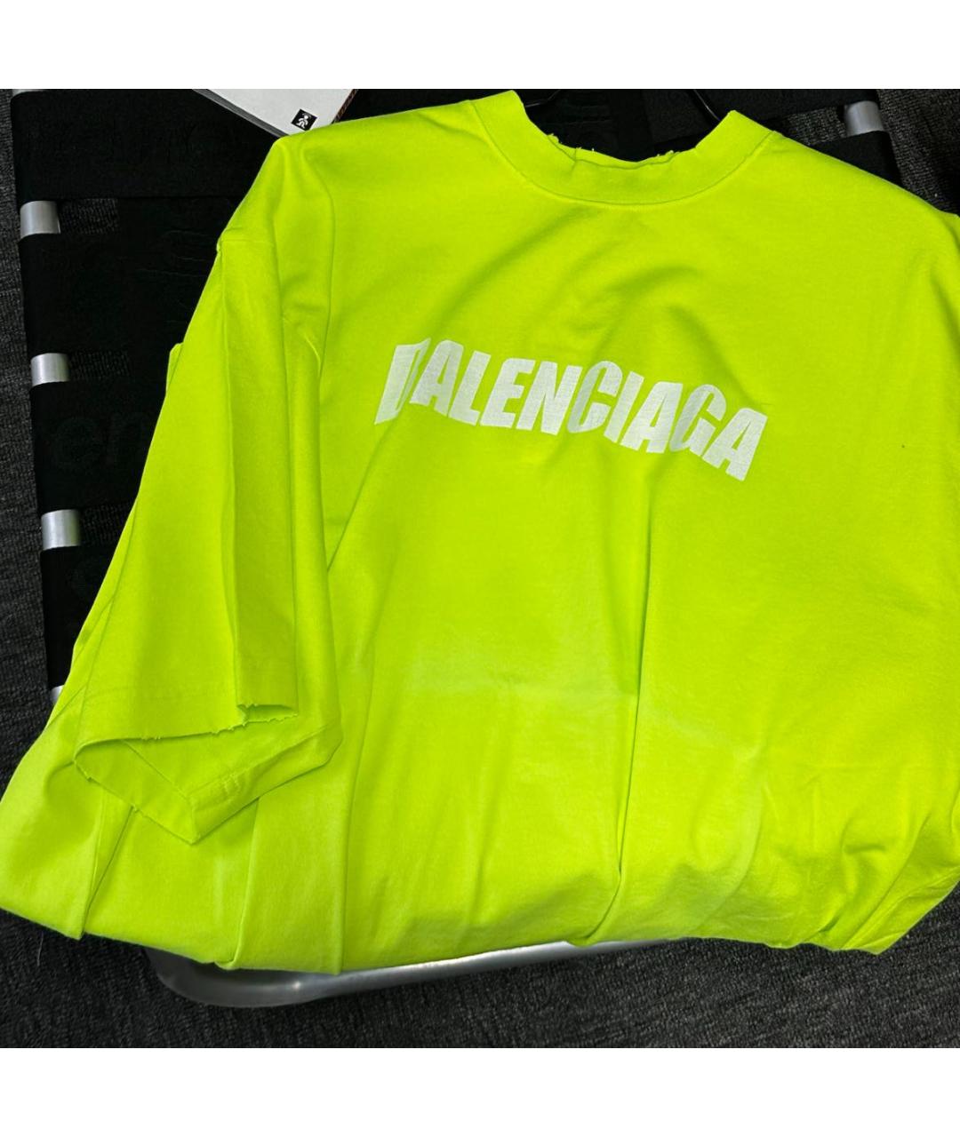 BALENCIAGA Желтая хлопковая футболка, фото 7