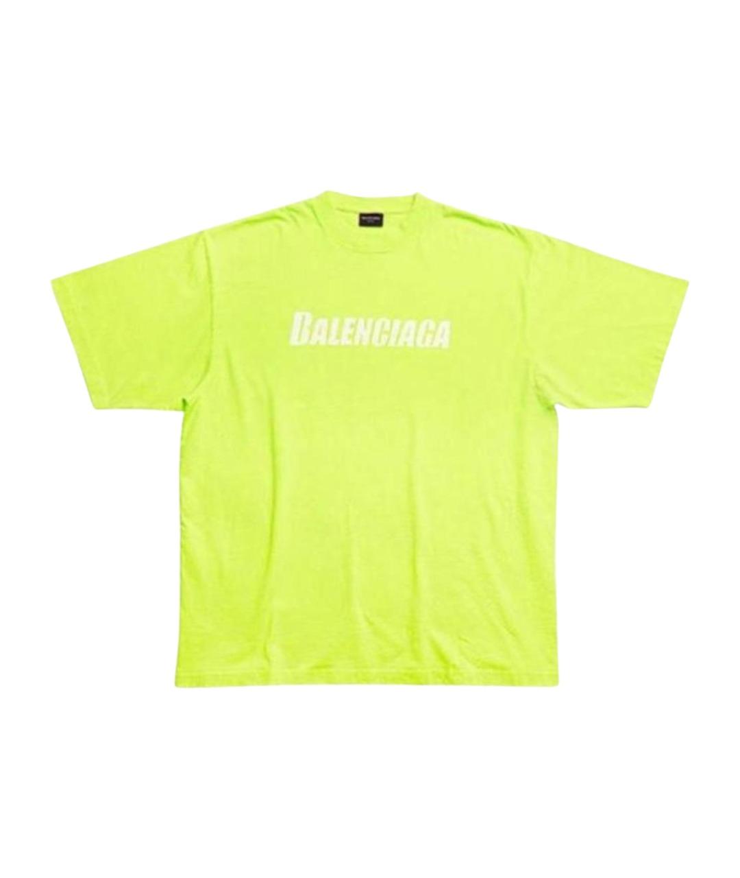 BALENCIAGA Желтая хлопковая футболка, фото 1