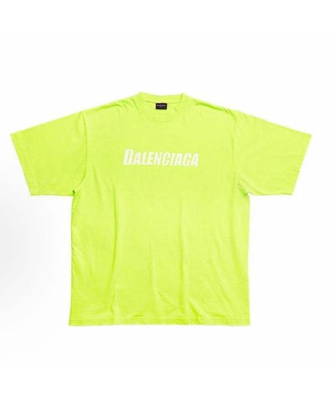 BALENCIAGA Желтая хлопковая футболка, фото 9