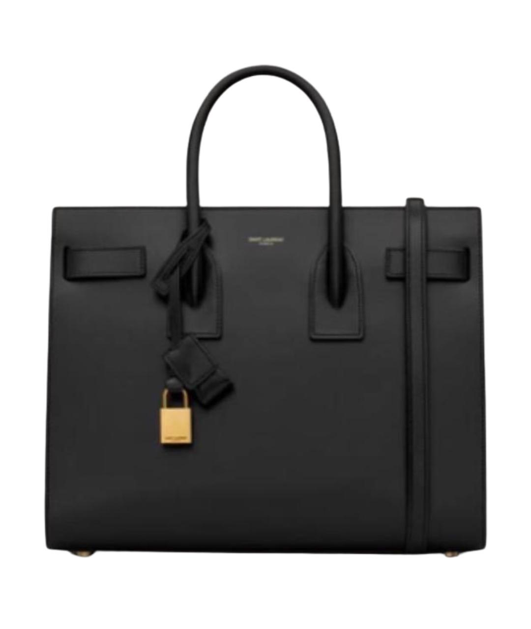 SAINT LAURENT Черная кожаная сумка с короткими ручками, фото 1