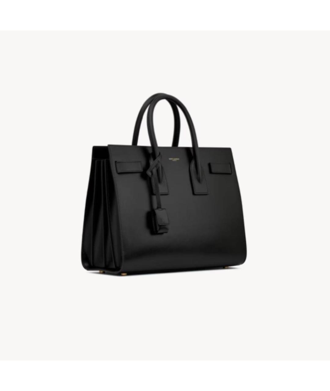 SAINT LAURENT Черная кожаная сумка с короткими ручками, фото 2