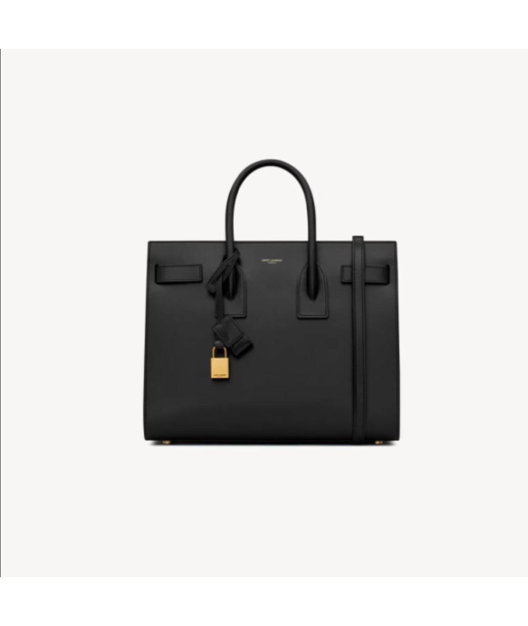 SAINT LAURENT Черная кожаная сумка с короткими ручками, фото 6