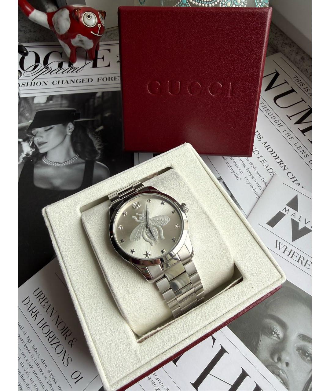 GUCCI Серебряные стальные часы, фото 6