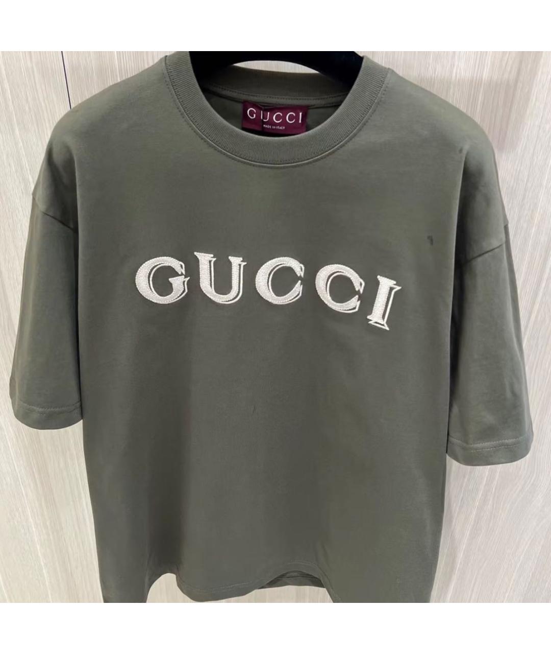GUCCI Хаки футболка, фото 5