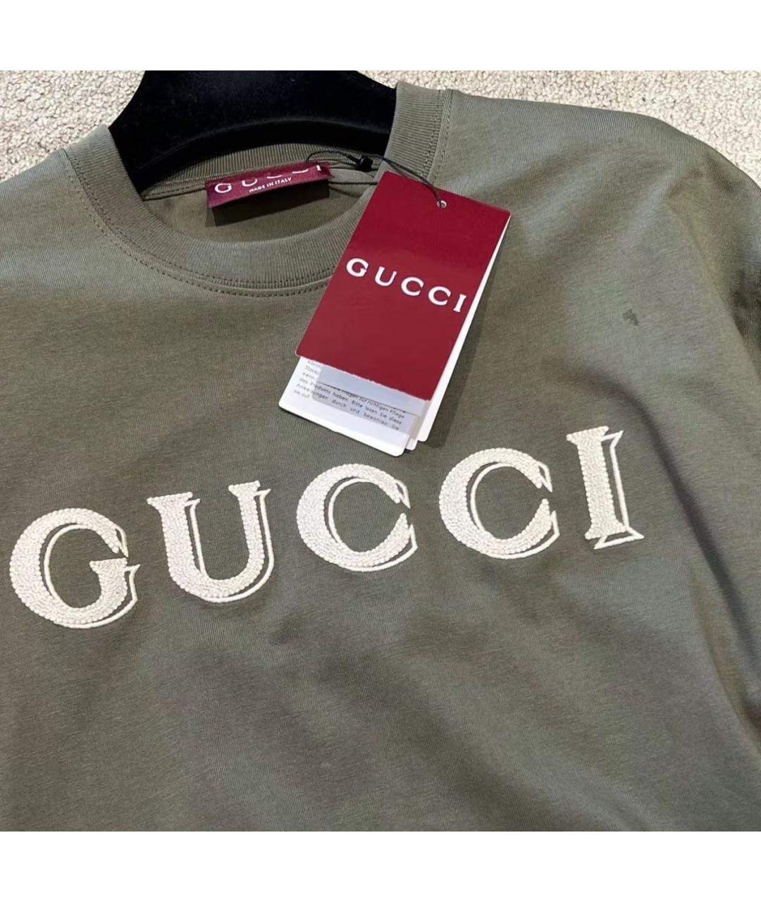 GUCCI Хаки футболка, фото 6