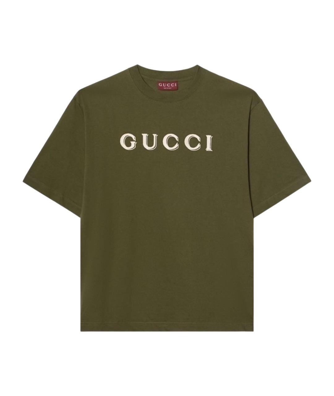 GUCCI Хаки футболка, фото 1