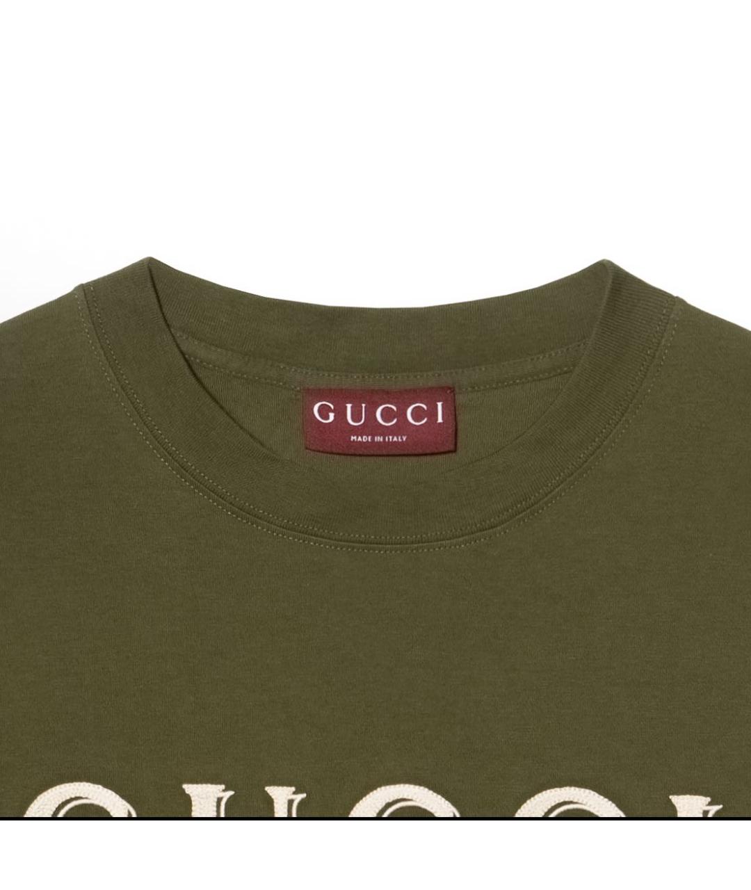 GUCCI Хаки футболка, фото 4
