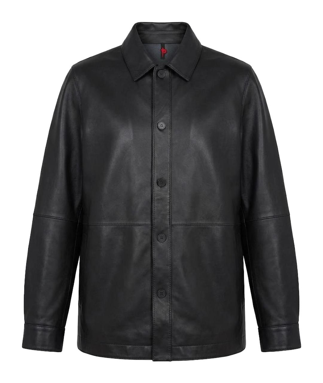 HUGO BOSS Черная кожаная куртка, фото 1