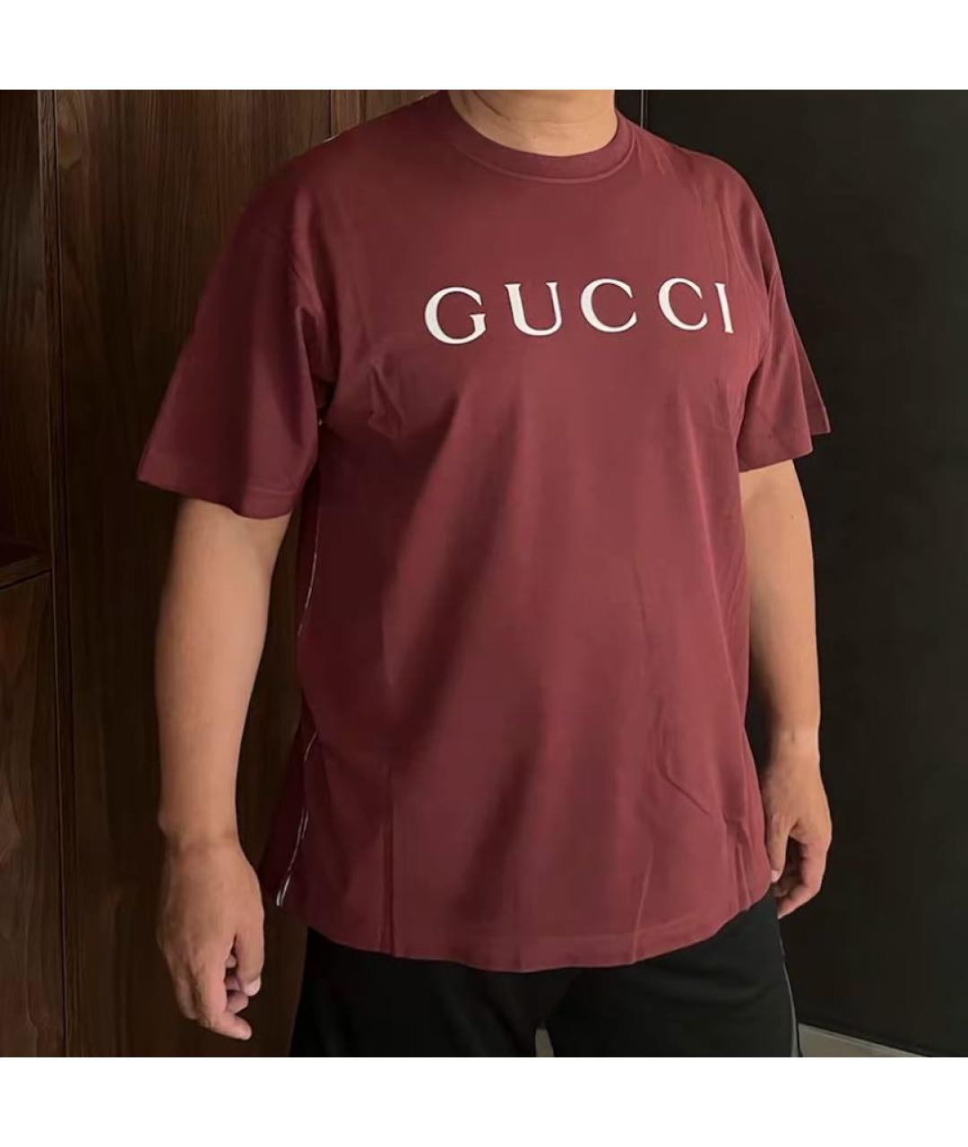 GUCCI Бордовая футболка, фото 7
