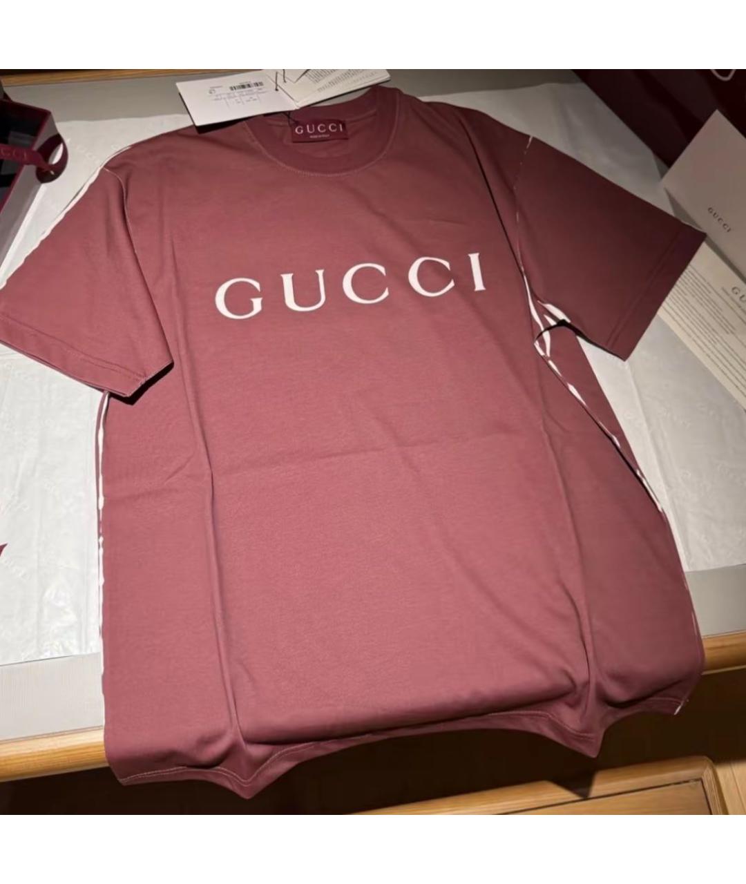 GUCCI Бордовая футболка, фото 5