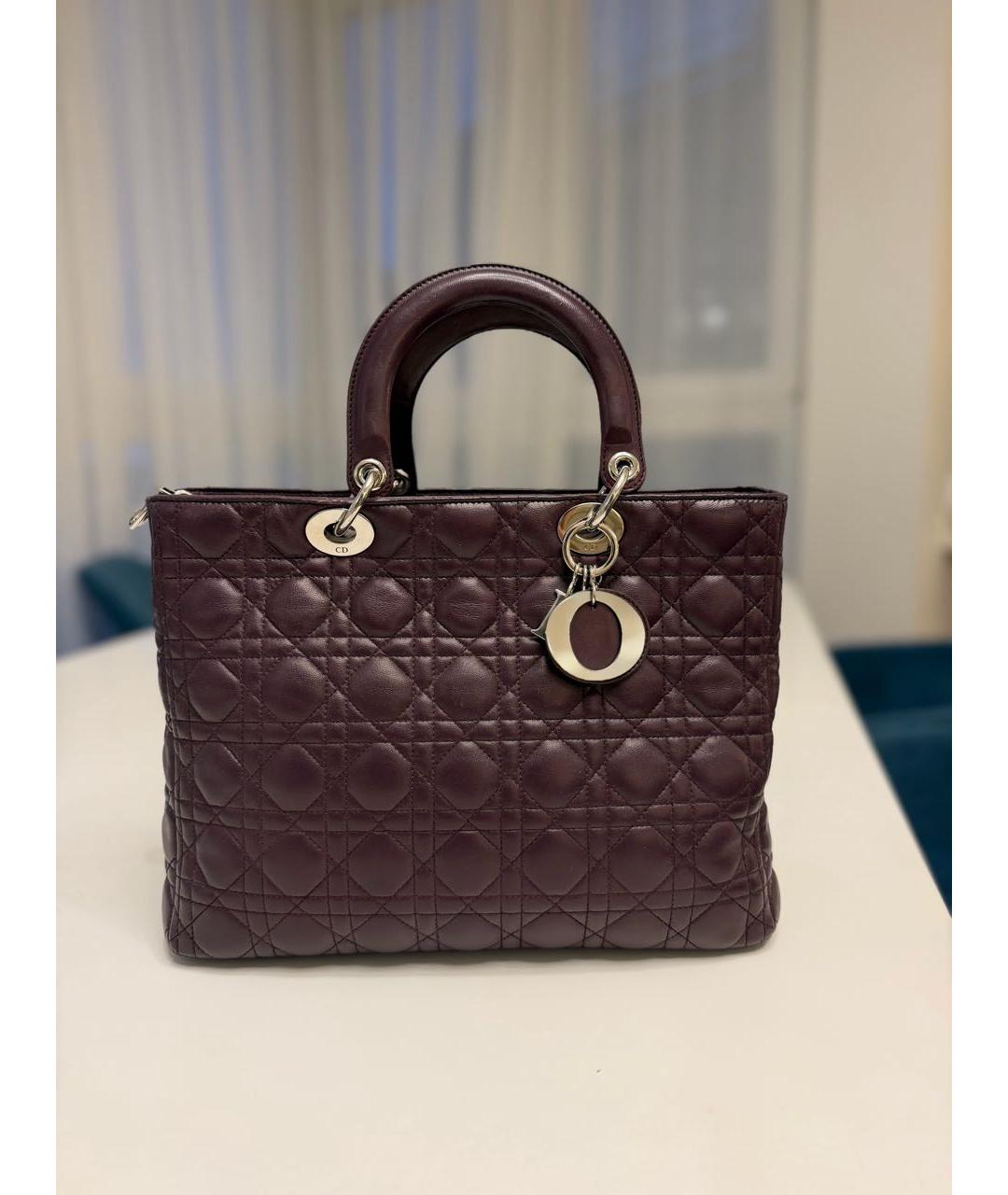 CHRISTIAN DIOR Фиолетовая кожаная сумка с короткими ручками, фото 9