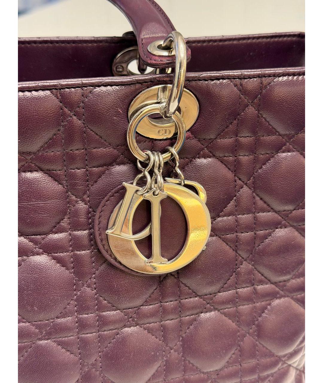 CHRISTIAN DIOR Фиолетовая кожаная сумка с короткими ручками, фото 5