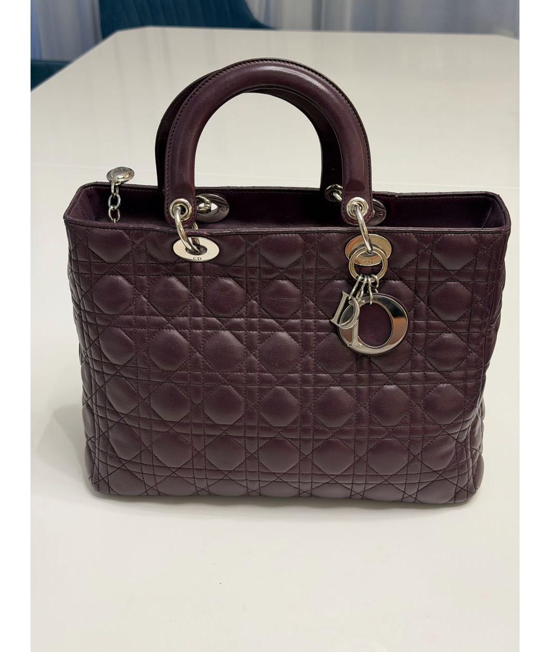 CHRISTIAN DIOR Фиолетовая кожаная сумка с короткими ручками, фото 2