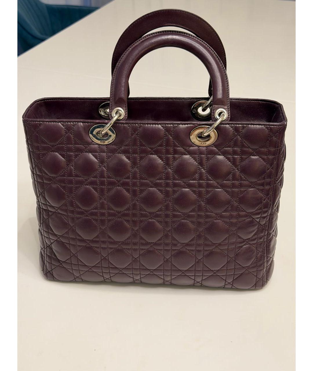 CHRISTIAN DIOR Фиолетовая кожаная сумка с короткими ручками, фото 3