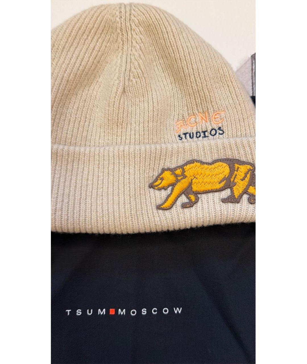 ACNE STUDIOS Бежевая шерстяная шапка, фото 7
