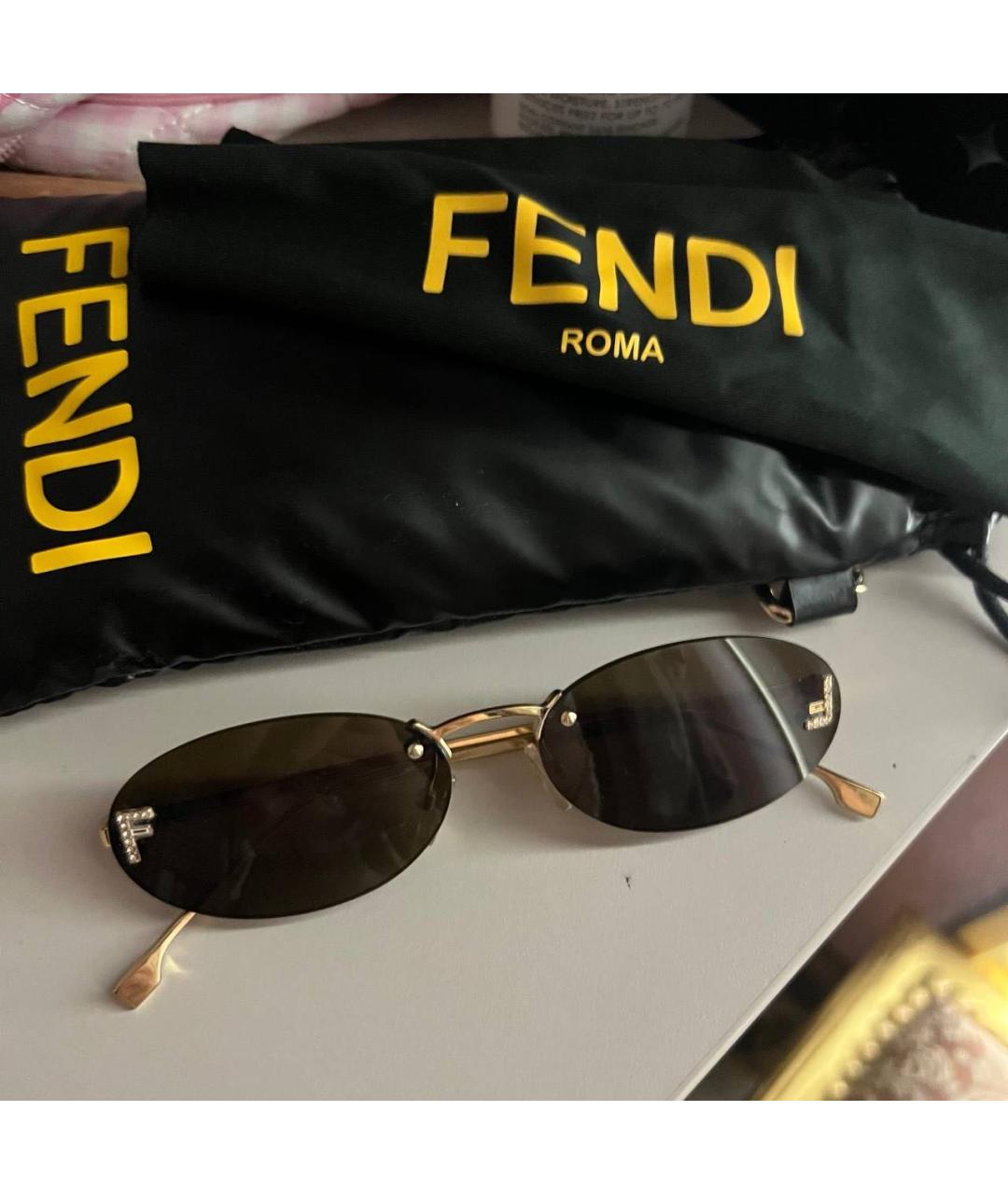 FENDI Коричневые пластиковые солнцезащитные очки, фото 6