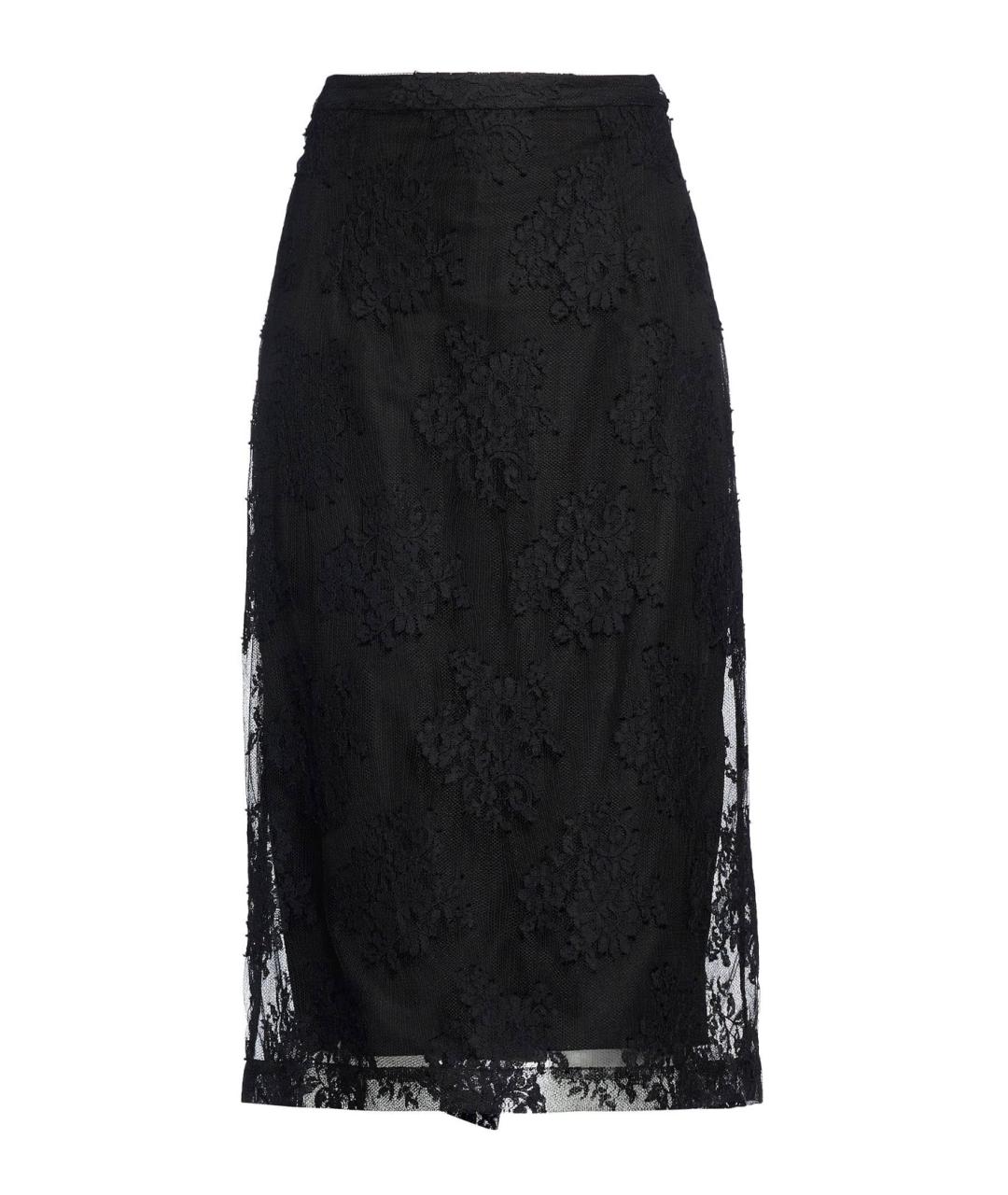 DOLCE&GABBANA Черная хлопковая юбка миди, фото 4