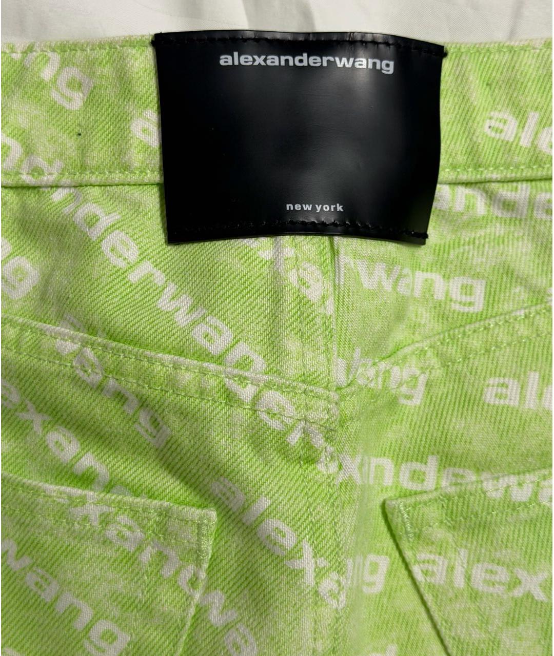 ALEXANDER WANG Салатовые хлопковые прямые джинсы, фото 4