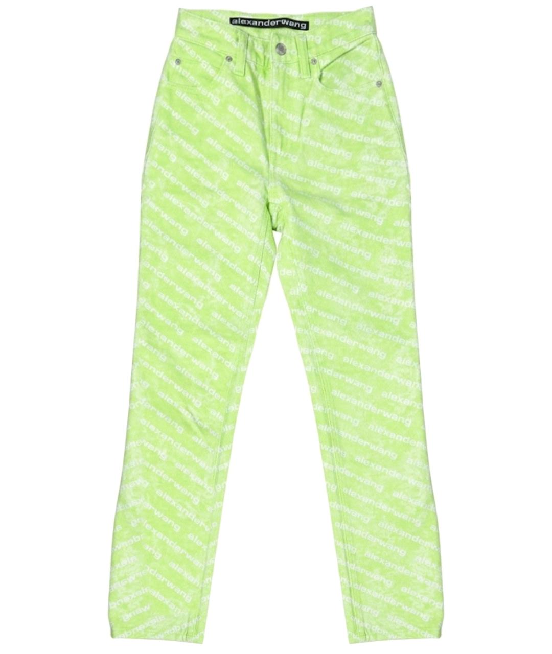 ALEXANDER WANG Салатовые хлопковые прямые джинсы, фото 1