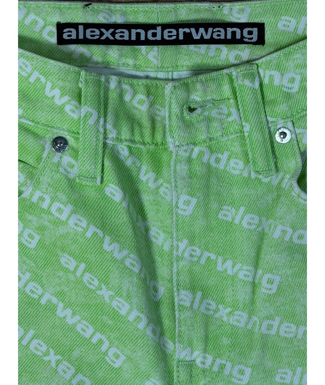 ALEXANDER WANG Салатовые хлопковые прямые джинсы, фото 3