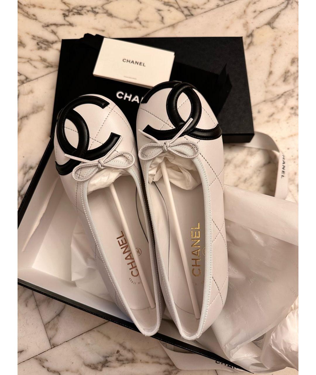 CHANEL Белые кожаные балетки, фото 4