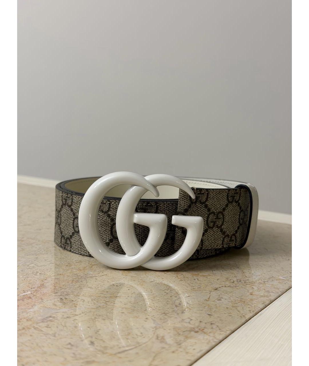 GUCCI Бежевый кожаный ремень, фото 5