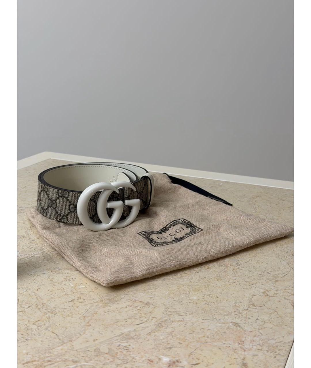 GUCCI Бежевый кожаный ремень, фото 4