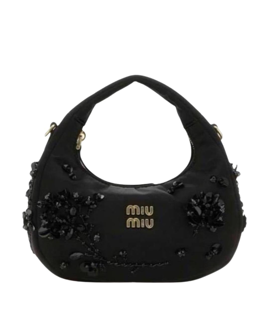 MIU MIU Черная тканевая сумка с короткими ручками, фото 1