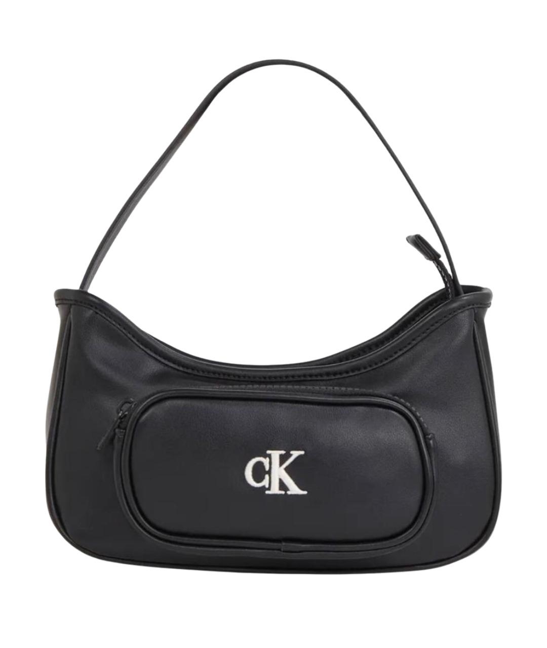 CALVIN KLEIN Черная сумка с короткими ручками из искусственной кожи, фото 1