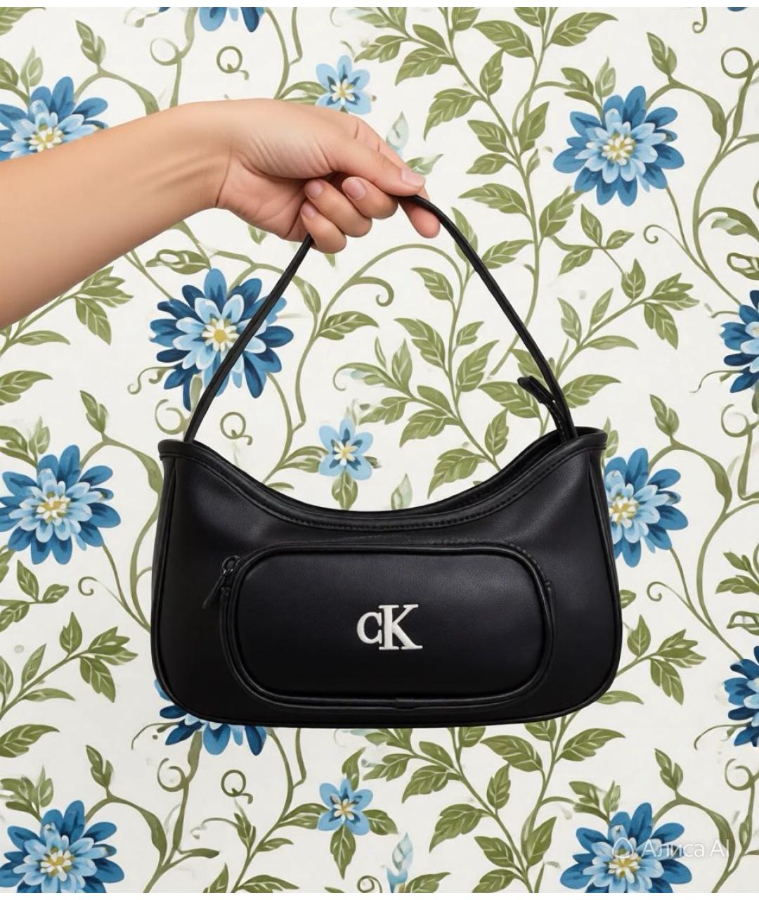 CALVIN KLEIN Черная сумка с короткими ручками из искусственной кожи, фото 3
