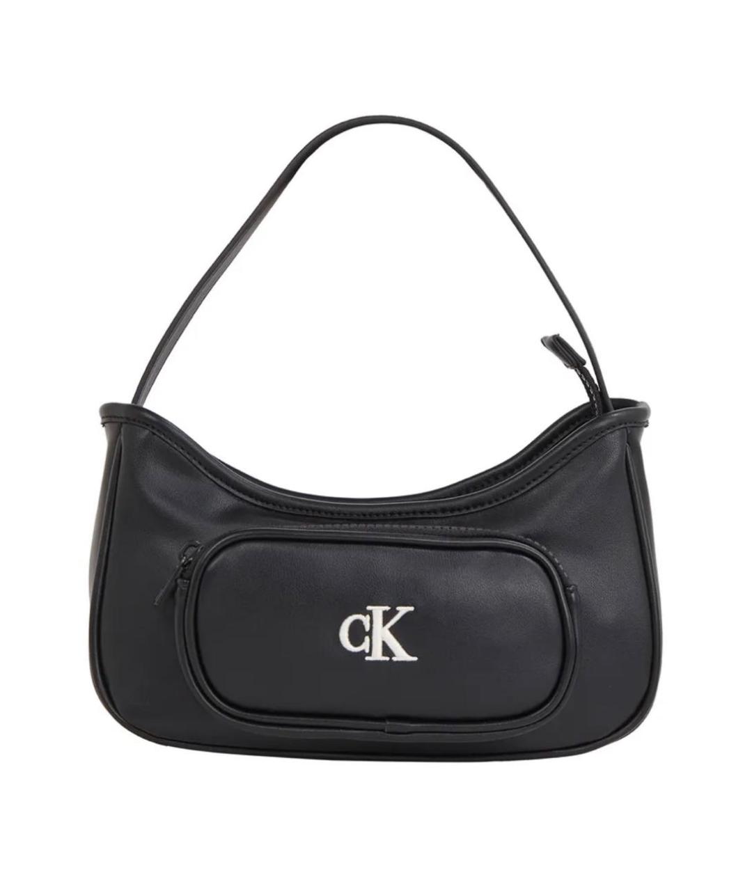 CALVIN KLEIN Черная сумка с короткими ручками из искусственной кожи, фото 4