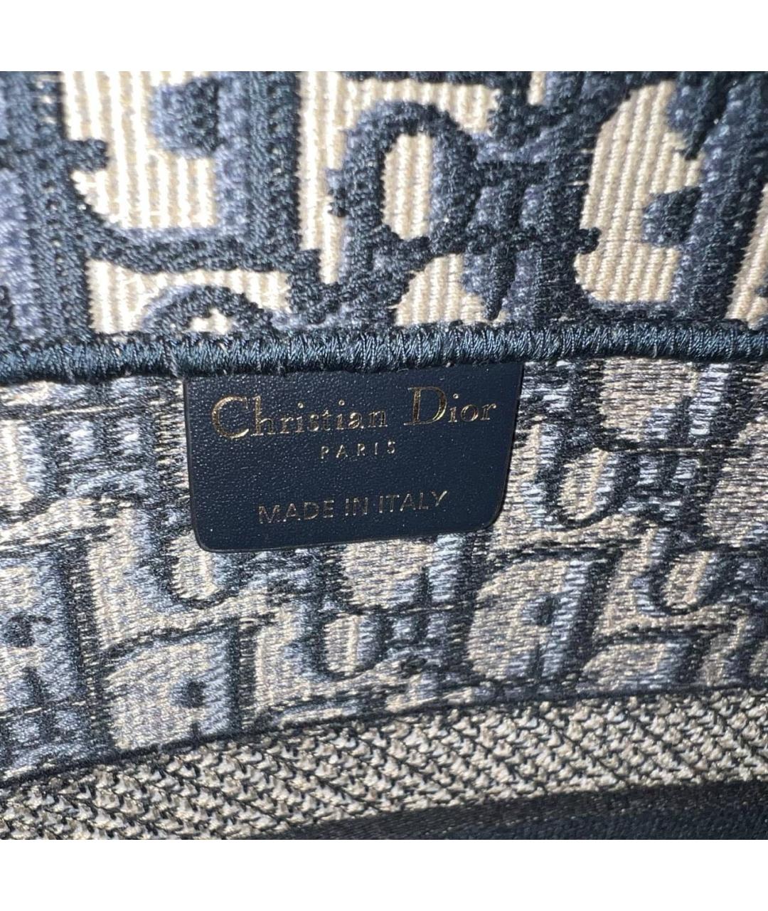 CHRISTIAN DIOR Темно-синяя тканевая сумка тоут, фото 4