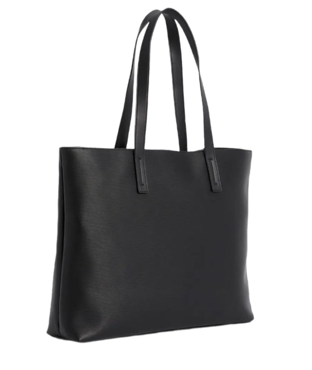 CALVIN KLEIN Черная сумка тоут из искусственной кожи, фото 2