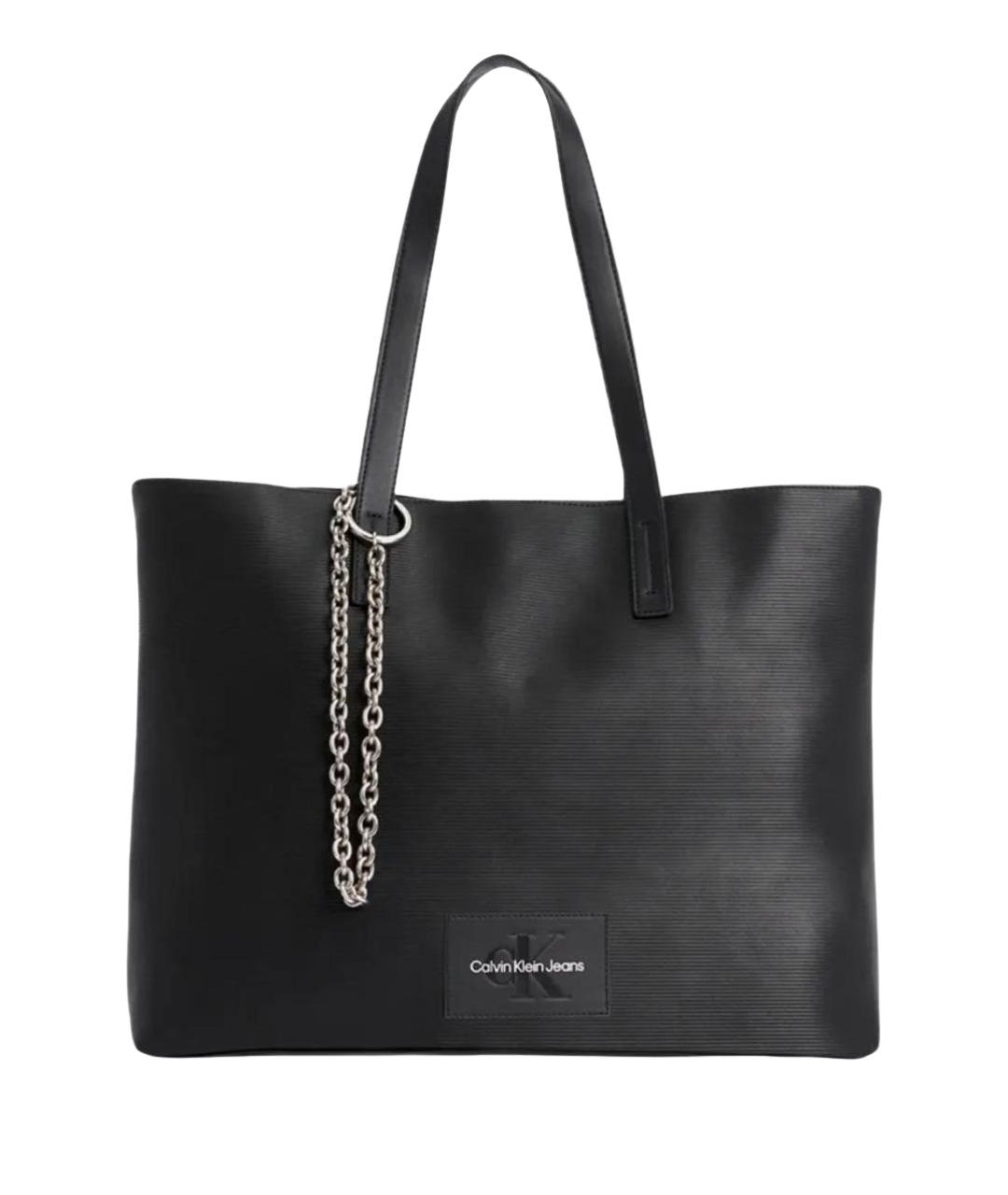 CALVIN KLEIN Черная сумка тоут из искусственной кожи, фото 1