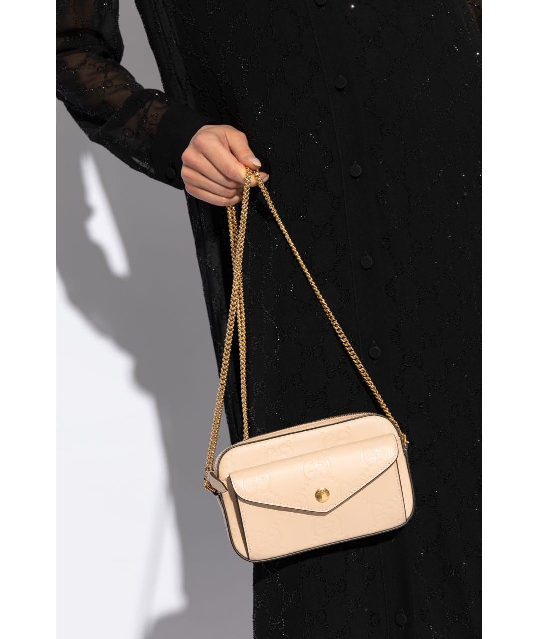GUCCI Бежевая кожаная сумка через плечо, фото 2