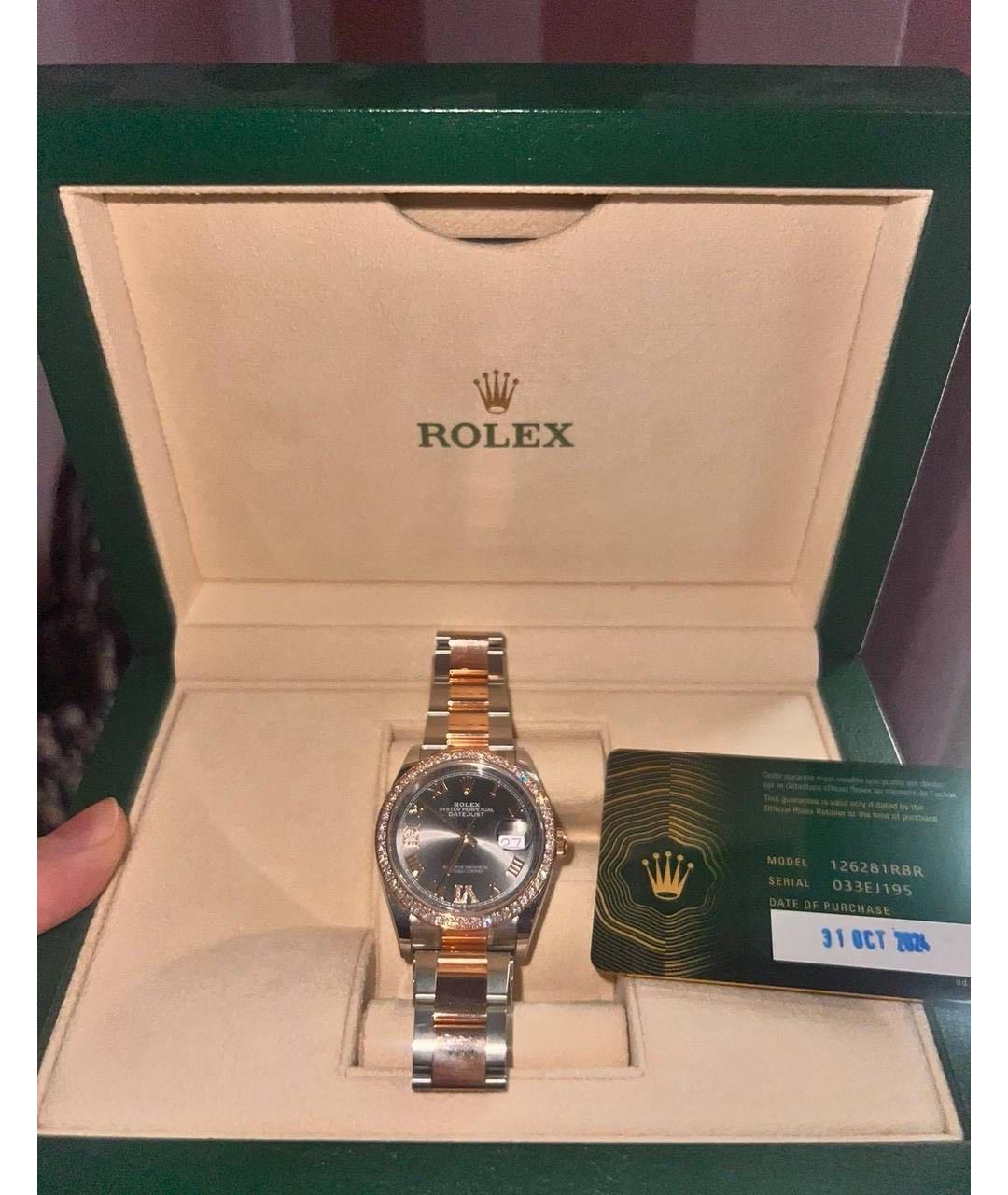 ROLEX Серые часы из розового золота, фото 3